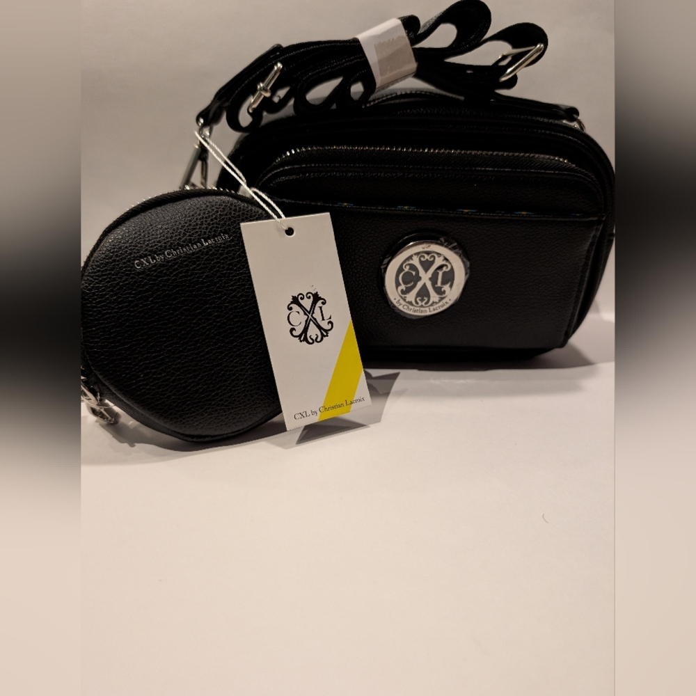 CXL by Christian Lacroix Eve Pebble Camera Bag with Mini Zip Crossbody Black NWT